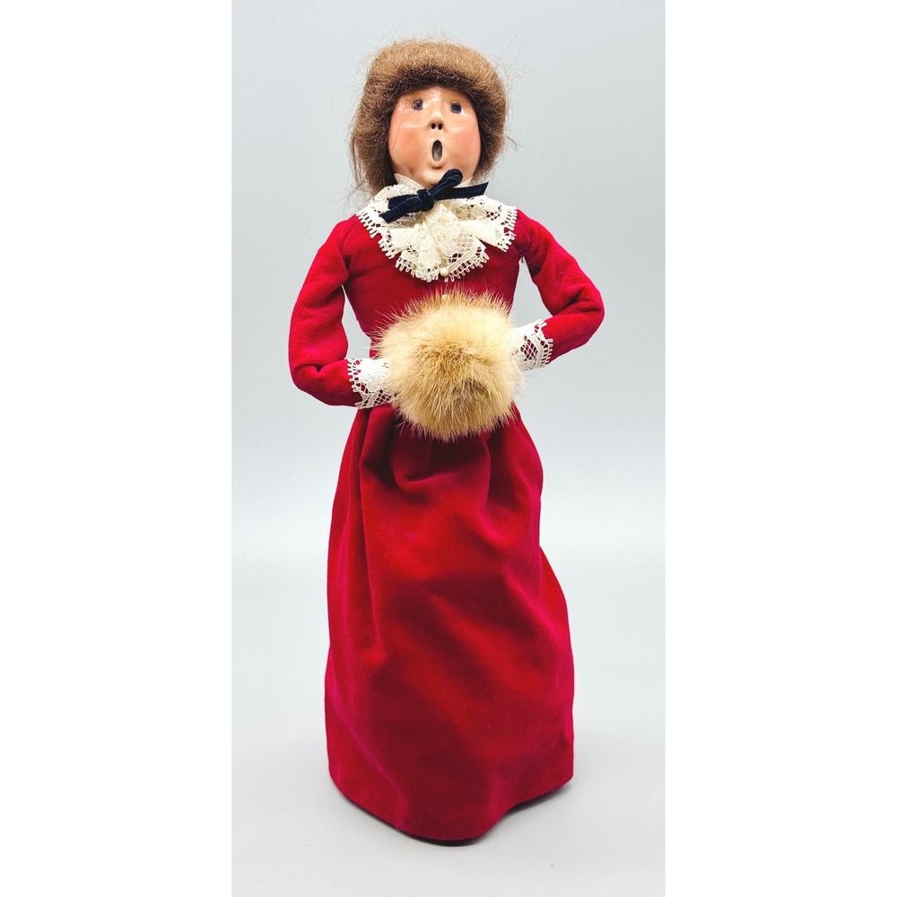 Byers Choice The Carolers Red Velvet Woman With Muff 1987 Vintage